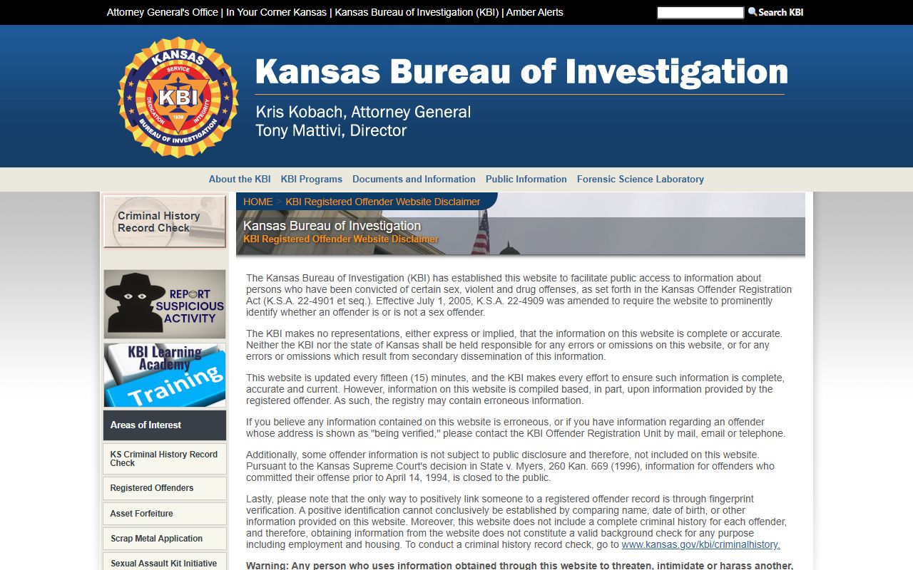Cherokee County arrest records and court charges KBI registered offender source