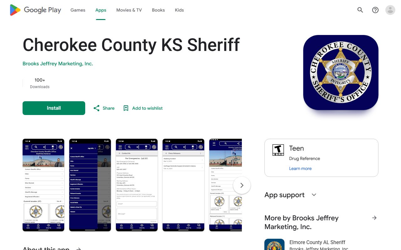 Cherokee County court dockets Google Play sheriff app listing