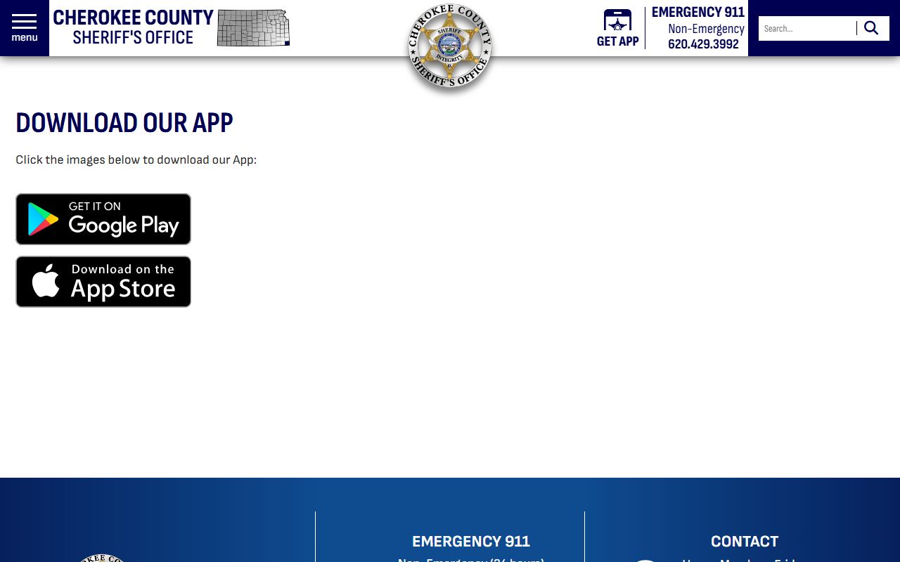 Cherokee County court dockets sheriff app access page