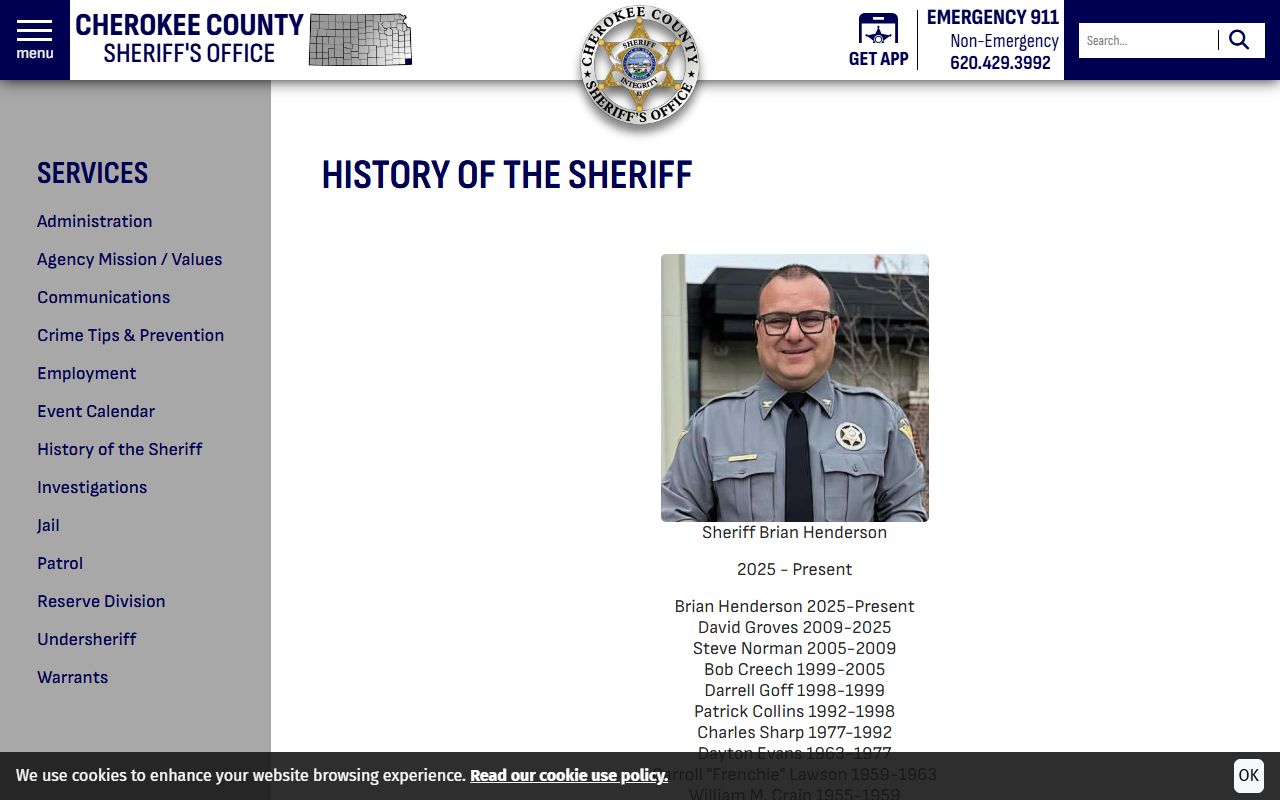 Cherokee County court dockets sheriff history page