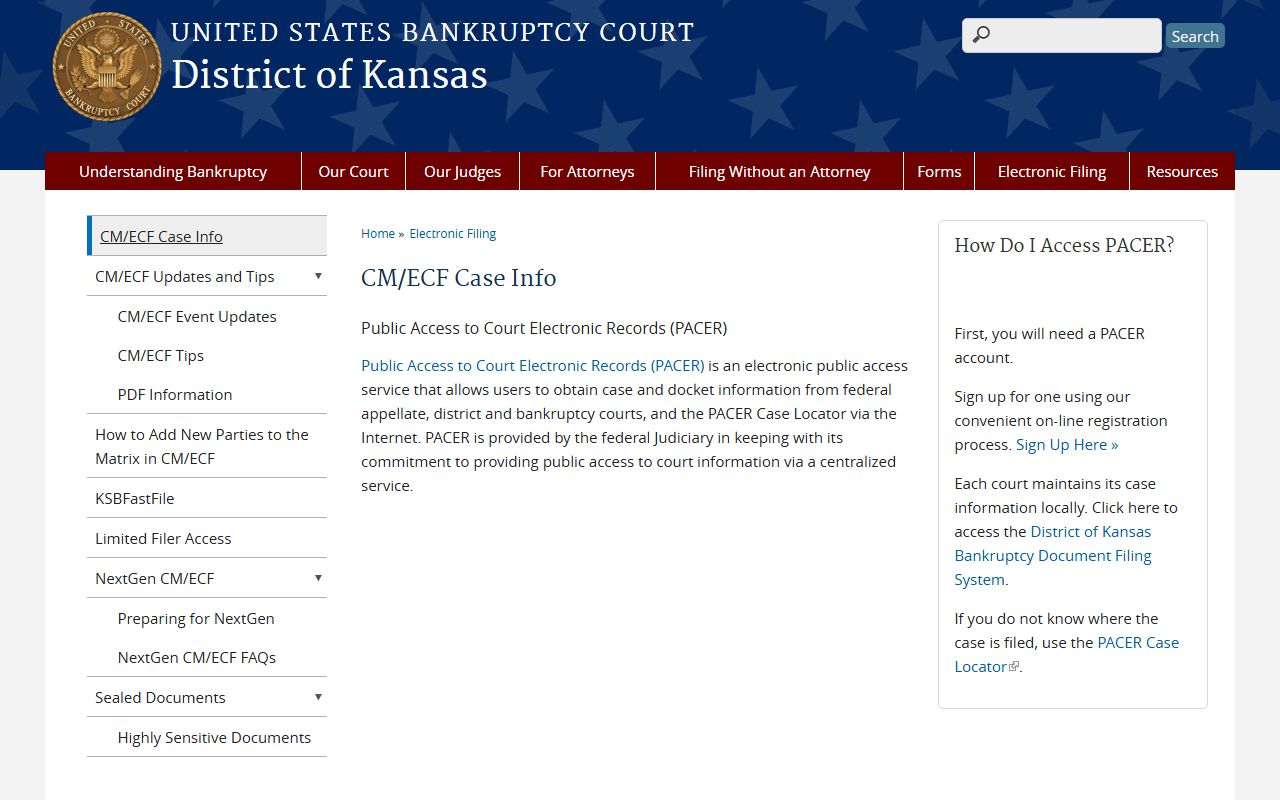 Cherokee County court records Kansas bankruptcy CM ECF information