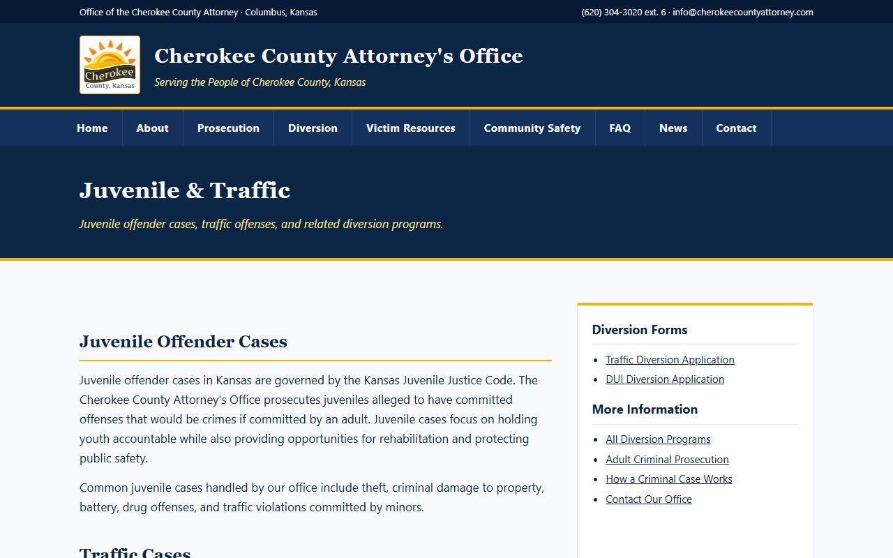 Cherokee County criminal court records juvenile and traffic prosecution page