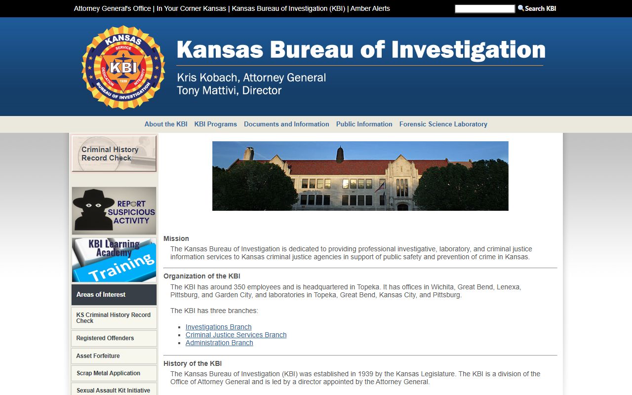 Cherokee County criminal court records Kansas Bureau of Investigation source