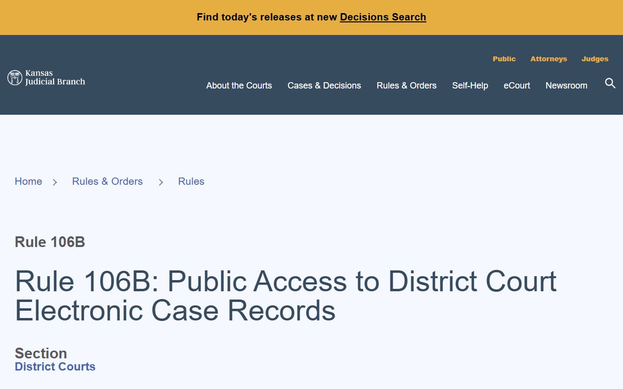 Cherokee County District Court public electronic case record access rule