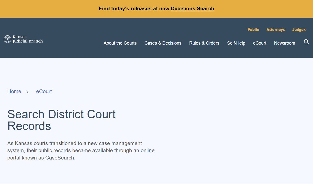 Cherokee County court records Kansas district court records search page