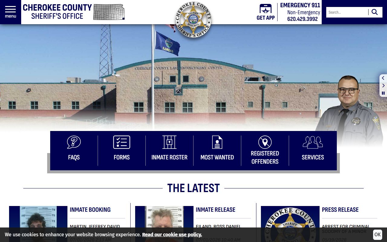 Cherokee County inmate records sheriff homepage