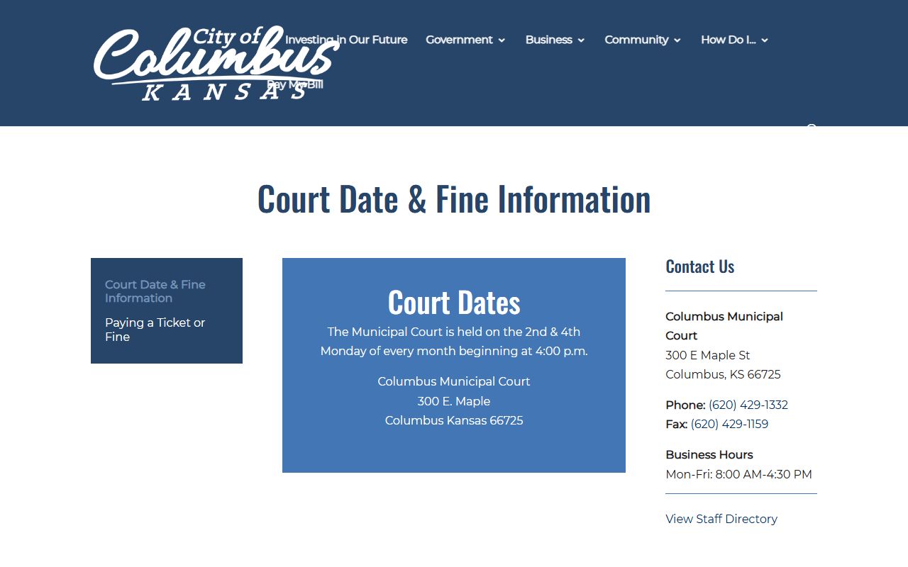 Cherokee County traffic court records Columbus court dates and fines
