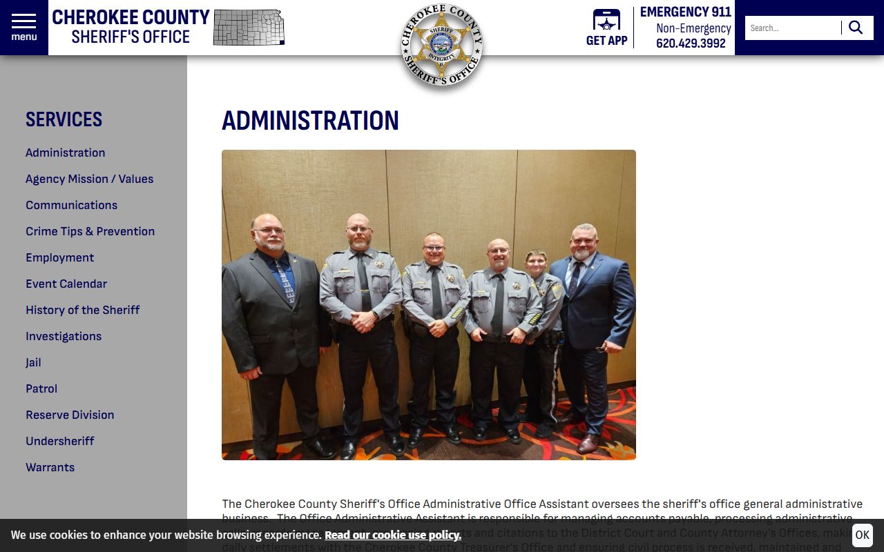 Cherokee County warrant records sheriff administration records page